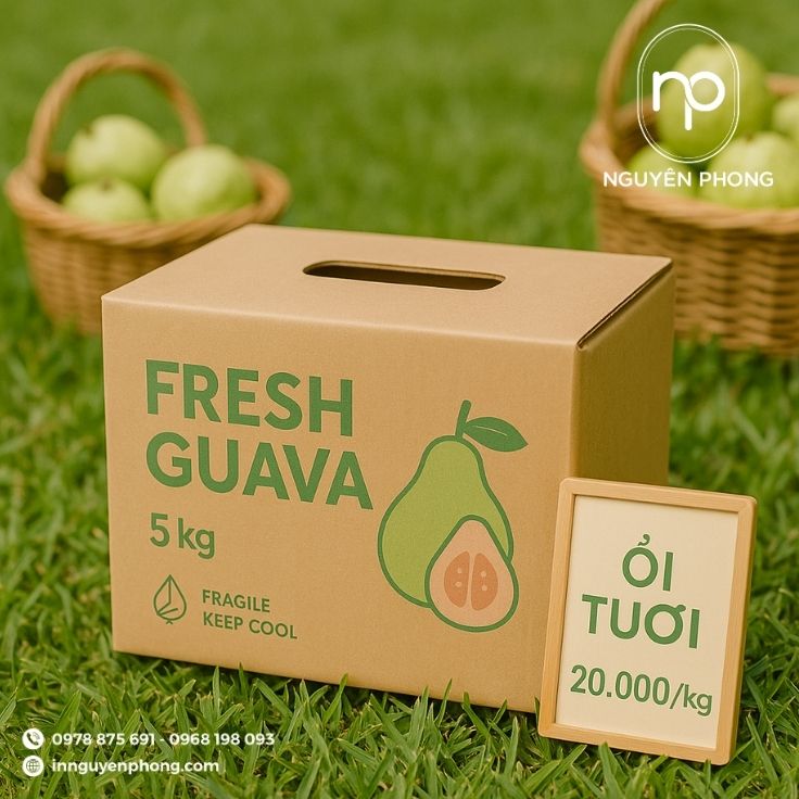 Mẫu thùng carton đựng ổi đơn giản